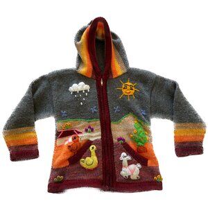 Embroidered Toddler Zip Front Knit Cardigan Sweater made in Peru 4